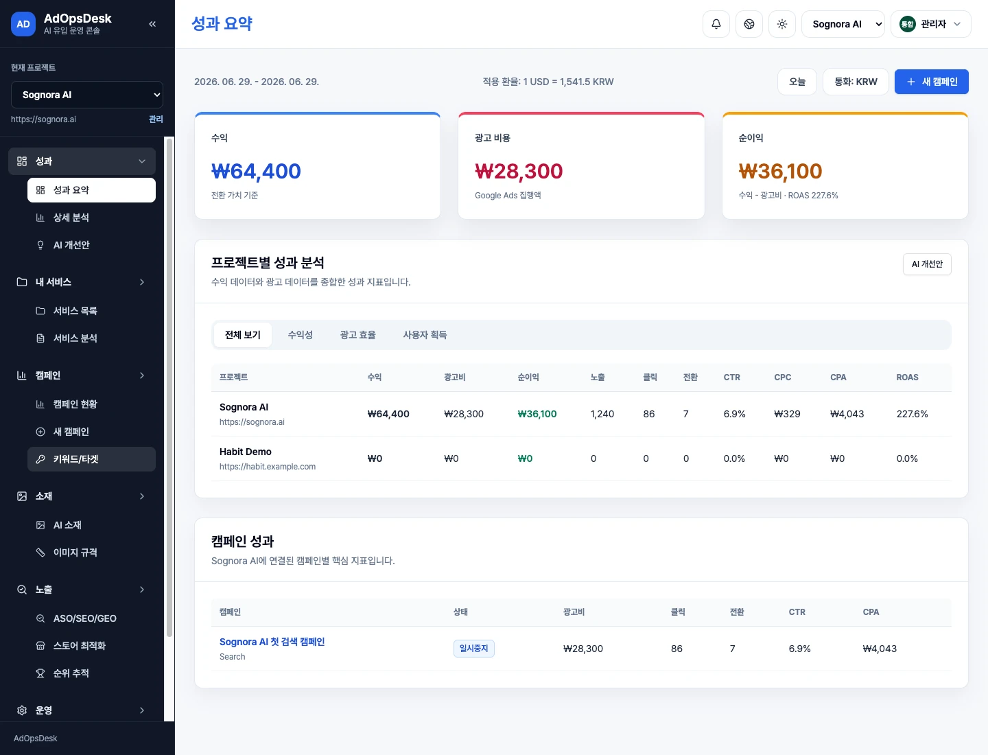 AdOpsDesk 성과 요약