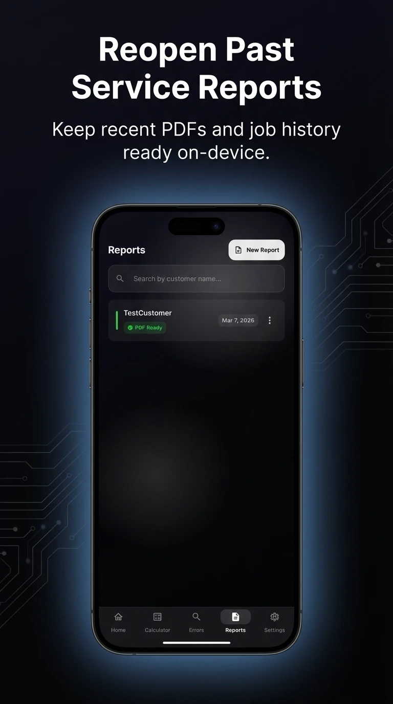 RefriPro 지난 작업 기록